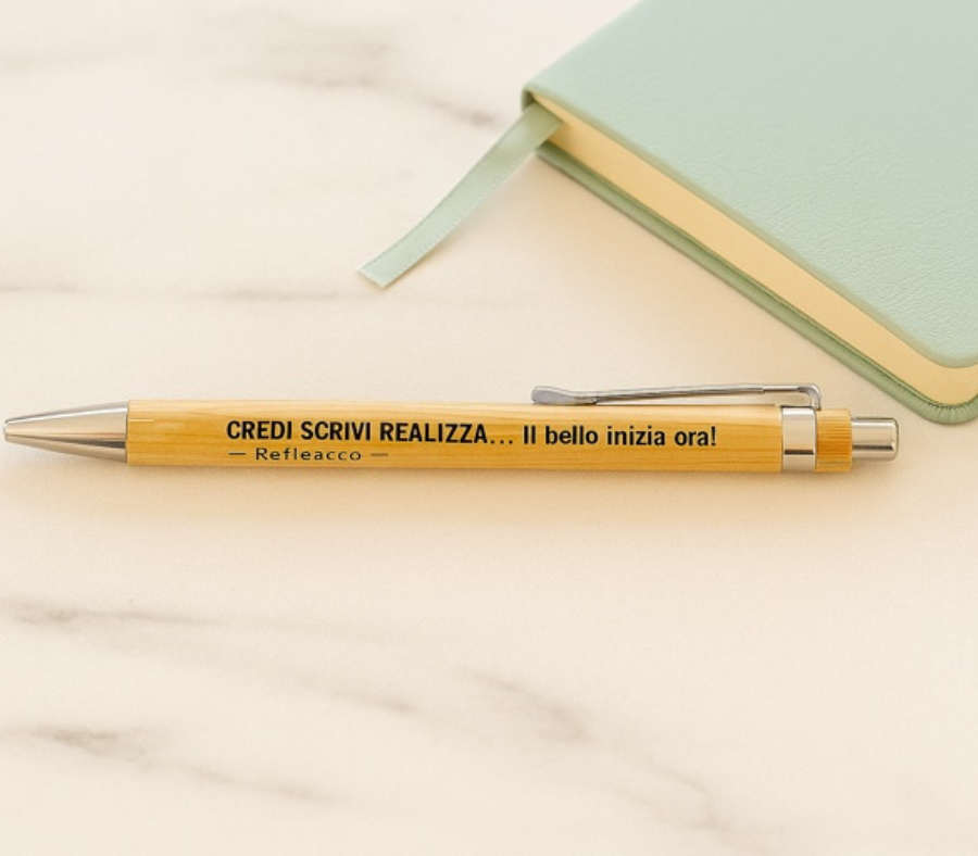 Penna in bambù con incisione motivazionale